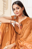 Light Brown Georgette Saree With Printed Work For Casual Wear