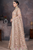 Light Brown Net Embroidered Fancy Saree for Festival 