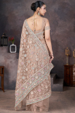 Light Brown Net Embroidered Fancy Saree for Festival 