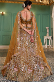 Light Brown Net Embroidered Panelled Style Lehenga 