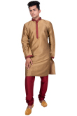 Light Brown Ready Made Raw Silk Kurta Pajama 