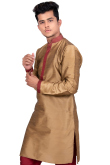 Light Brown Ready Made Raw Silk Kurta Pajama 
