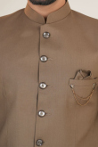 Light Brown Silk Jodhpuri Style Plain Men's Coat Pant