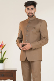 Light Brown Silk Jodhpuri Style Plain Men's Coat Pant