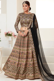 Light Brown Silk Printed Lehenga