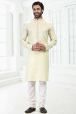 Light Green Linen Cotton Men's Kurta