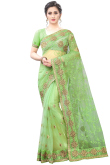 Light Green Net Wedding Wear Saree With Net Blouse