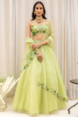 Light Green Organza Lehenga with Cutdana & Mirror Work For Mehendi