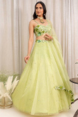 Light Green Organza Lehenga with Cutdana & Mirror Work For Mehendi