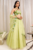 Light Green Organza Lehenga with Cutdana & Mirror Work For Mehendi
