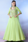 Light Green Organza Lehenga with Resham Embroidered for Mehendi
