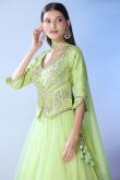 Light Green Organza Lehenga with Resham Embroidered for Mehendi