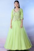 Light Green Organza Lehenga with Resham Embroidered for Mehendi