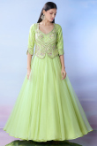 Light Green Organza Lehenga with Resham Embroidered for Mehendi