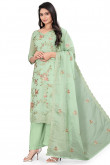 Light Green Organza Resham Embroidered Palazzo Suit