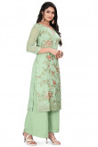Light Green Organza Resham Embroidered Palazzo Suit