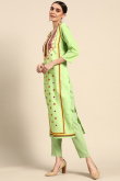 Light Green Poly Crepe Printed Kurti