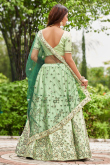 Light Green Satin Silk Embroidered Panelled Style Lehenga