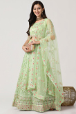 Light Green Stone Embellished Net Panelled Style Lehenga