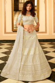 Light Grey Art Silk Embroidered Lehenga