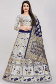 Light Grey Banarasi Silk A-Line Lehenga