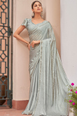 Light Grey Chinnon Lightweight saree