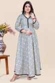 Light Grey Cotton Anarkali Style Ready Made Printed Kurti