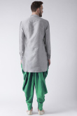 Light Grey Dupion Silk Embroidered Straight Cut Men's Kurta Dhoti