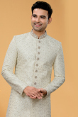 Light Grey Embroidered Men Sherwani 