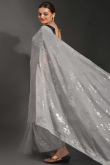 Saree in Light Grey Georgette for Party Wear with Sequins Work