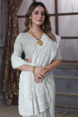 Light Grey Georgette Sequins Embroidered Fancy Saree 