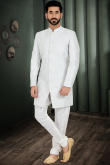 Light Grey Jacquard Men' Sherwani