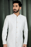 Light Grey Jacquard Men' Sherwani