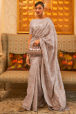 Light Grey Traditional Party Wear Saree in Kora Silk