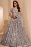 Light Grey Net Lehenga with Stone and Dori Embroidery