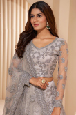 Light Grey Net Lehenga with Stone and Dori Embroidery