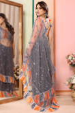 Light Grey Net Embroidered Light Weight Saree