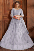 Light Grey Net Lehenga Choli With Dori Work