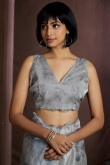 Light Grey Organza Printed Light Wight Saree 