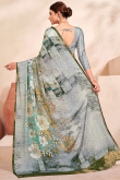 Light Grey Printed Crepe Light Weight Saree