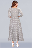 Light Grey Rayon Ready Made Printed Frock Style Casual Wear Kurti