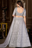 Light Grey Sequins Embroidered Net A-line Lehenga 
