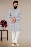 ght Grey Silk Sherwani with Resham Thread Embroidery