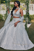 Light Grey Silk Embroidered Panelled Style Lehenga 