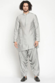 Light Grey Silk Men Kurta Pajama