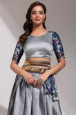 Light Grey Silk Weaved A Line Lehenga 