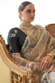 Light Grey Tissue Saree with Sequins Work for Diwali Wear