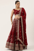 Light Maroon Georgette Embroidered Lehenga