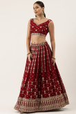 Light Maroon Georgette Embroidered Lehenga
