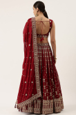 Light Maroon Georgette Embroidered Lehenga